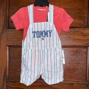 18 Month Tommy Hilfiger Matching Overalls Shorts Two Piece Outifit